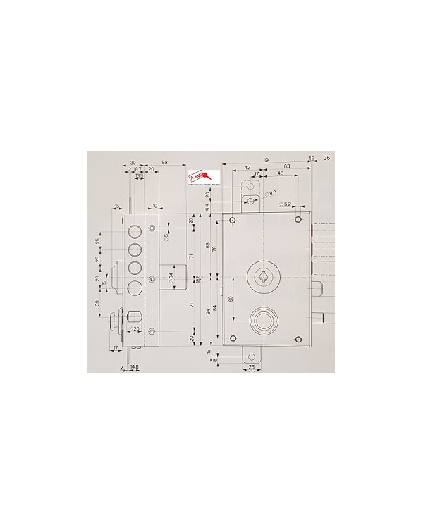 MOTTURA ELETTROSERRATURA TRIPLICE SX ART 30E