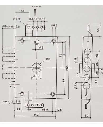 POTENT SERRATURA A PLANARE DM SX ART 1840/37/S