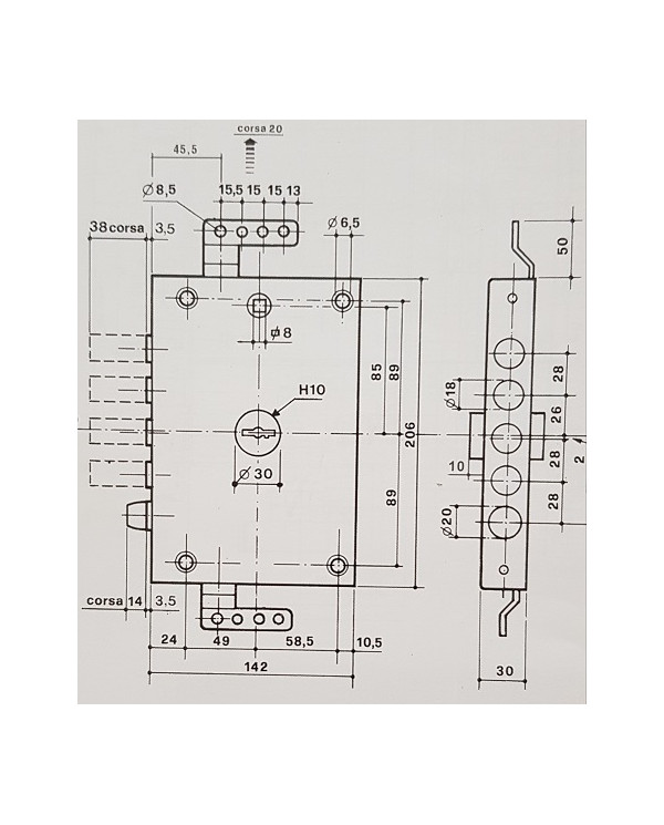 POTENT SERRATURA A PLANARE DM SX ART 1840/37/S