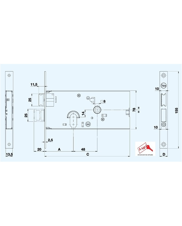 YALE SERRATURA FASCIA ALTA ENT 58 F20 8650058