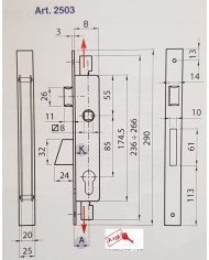 IBFM SERRATURA TRIPLICE PER MONTANTE E30 ART 2503