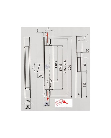 IBFM SERRATURA TRIPLICE PER MONTANTE E25 ART 2504
