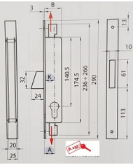 IBFM SERRATURA TRIPLICE PER MONTANTE E25 ART 2504