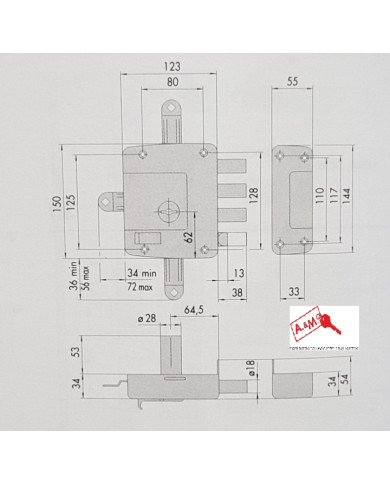 CISA SERRATURA TRIPLICE DX DOPPIA MAPPA ART 57167