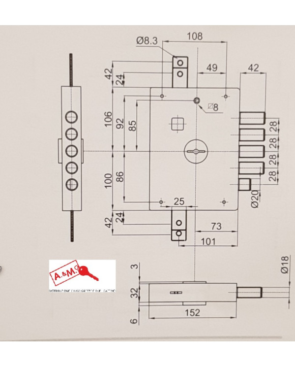 DIERRE SERRATURA BLINDATI DM E70 DX ART 7111