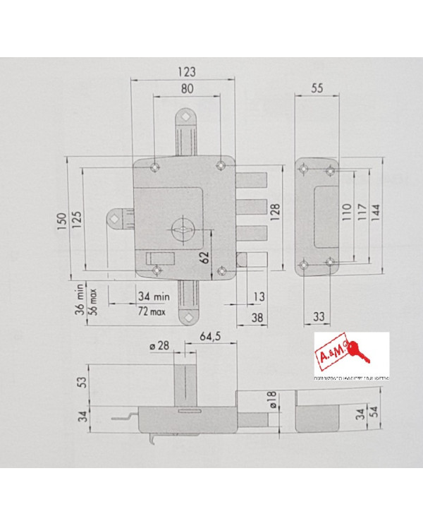 CISA SERRATURA TRIPLICE SX DOPPIA MAPPA ART 57167