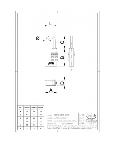 LUCCHETTO ARCO COMBINAZIONE MM 30 IBFM