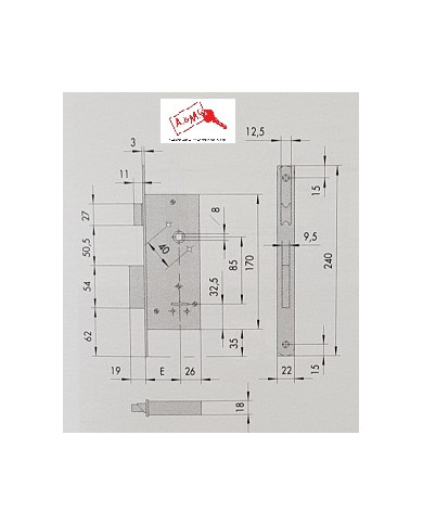 CISA SERRATURA INFILARE MM 60 DM 2M ART 57211 60