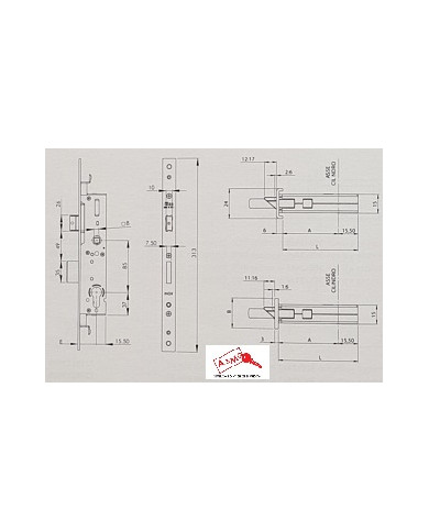ISEO SERRATURA MONTANTE TRIPLICE ENT 25