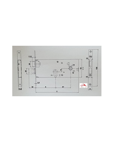 YALE SERRATURA FASCIA H77 ENT 90 ART 86002