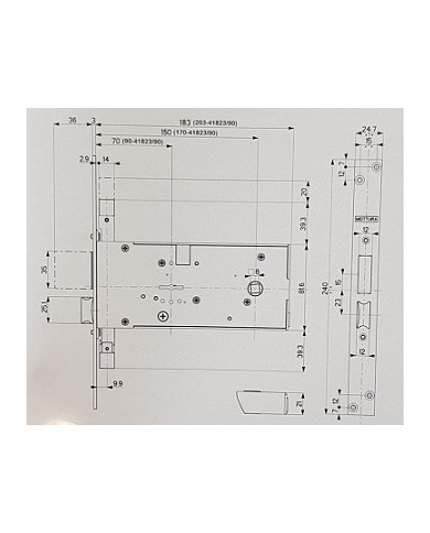 MOTTURA SERRATURA FASCIA E70 TRIPLICE ART 41823