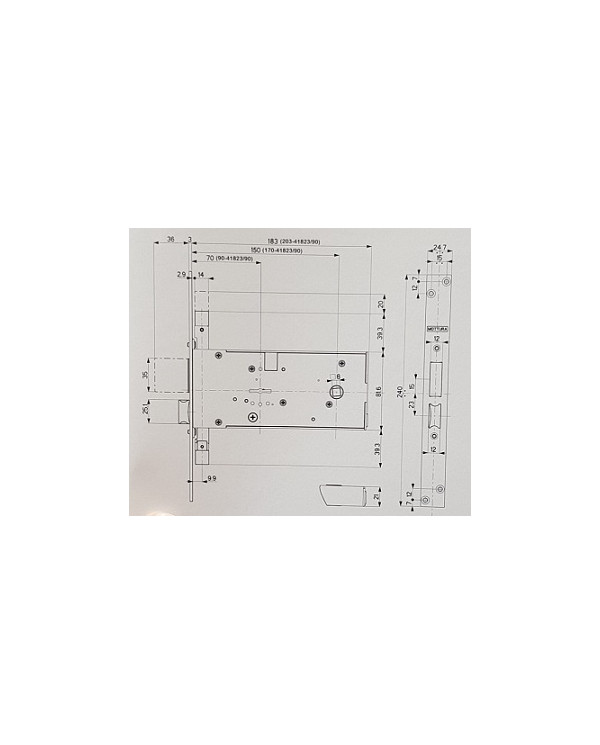 MOTTURA SERRATURA FASCIA E70 TRIPLICE ART 41823