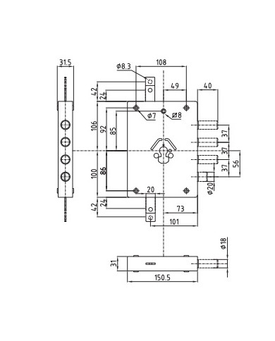 DIERRE SERRATURA BLINDATI CIL E70 SX ART NE43