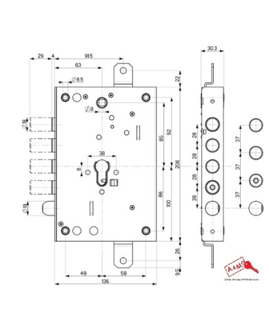 MOTTURA SERRATURA BLINDATI CIL E63 I28 82571