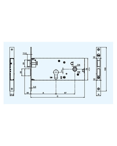 YALE SERRATURA FASCIA ALTA CIL SAG E70 FR16 8600