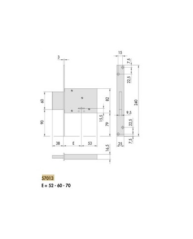 CISA SERRATURA INFILARE E70 DM ART 57013