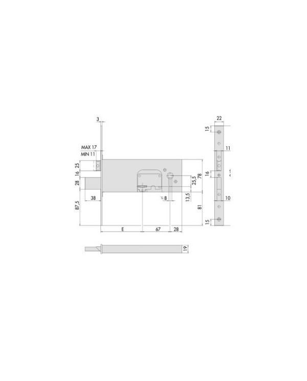 CISA SERRATURA FASCIA LATERALE DM E90 ART 57352