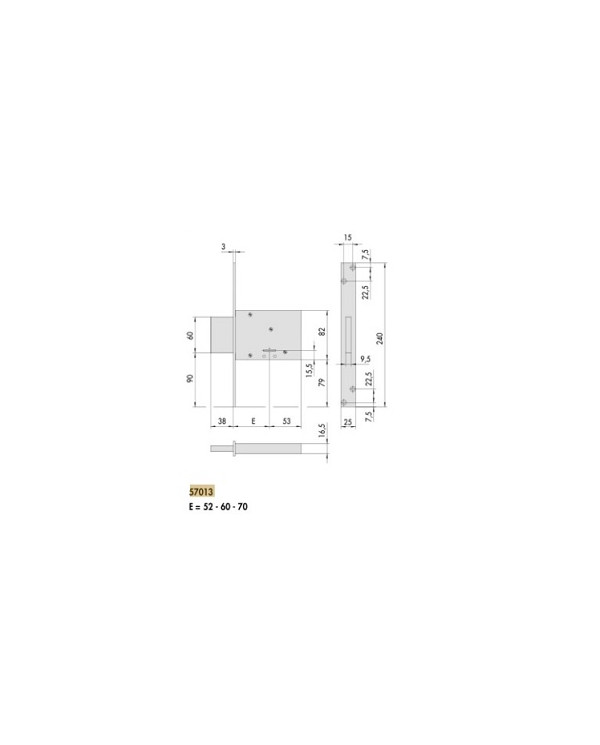 CISA SERRATURA INFILARE E60 DM ART 57013