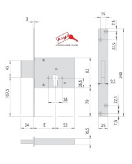 CISA SERRATURA INFILARE E70 A CILINDRO 56013
