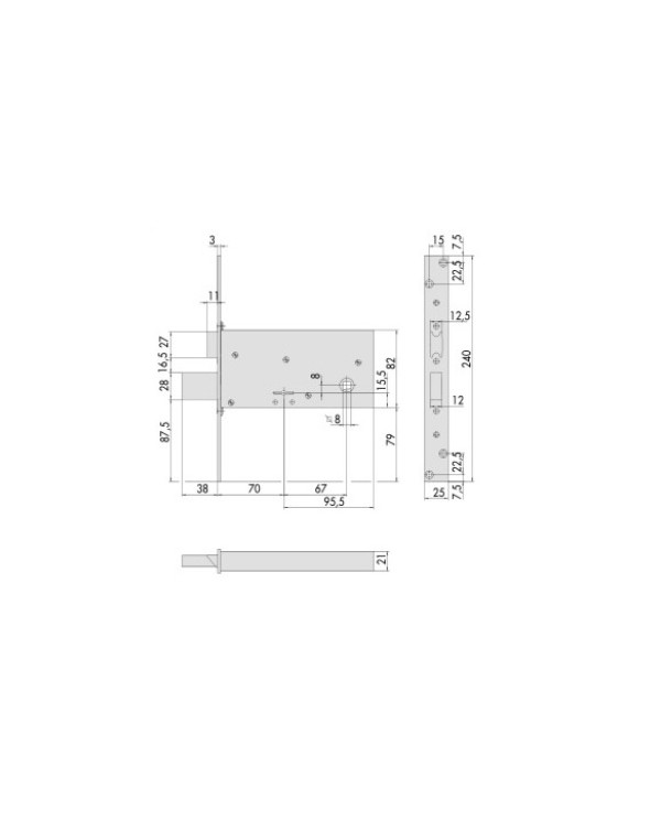 CISA SERRATURA FASCIA LATERALE DM E70 ART 57313