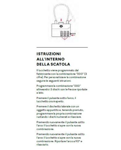 LUCCHETTO ARCO COMBINAZIONE ILSA TSA 3C LACCIO