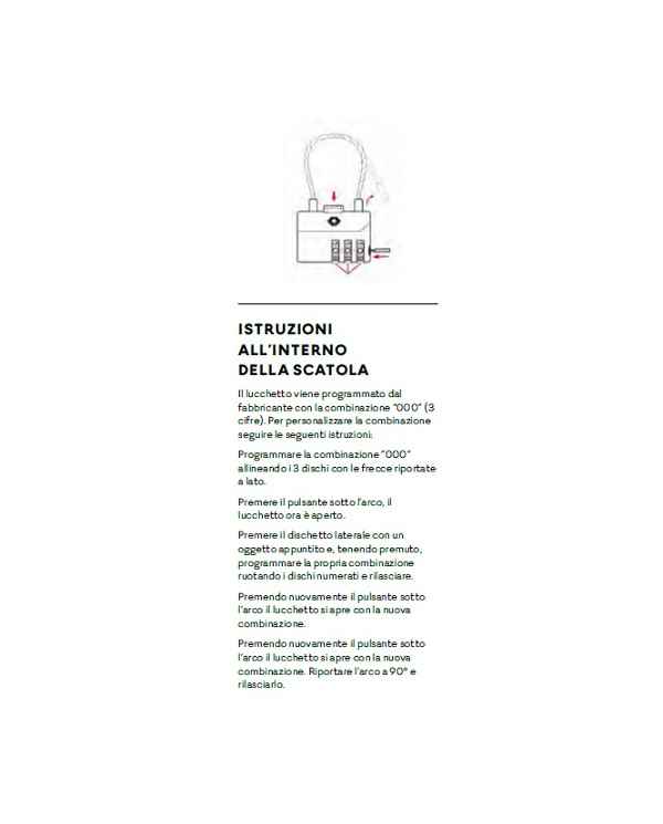 LUCCHETTO ARCO COMBINAZIONE ILSA TSA 3C LACCIO
