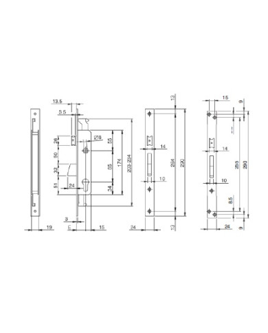 ISEO SERRATURA MONTANTE TRIPLICE ENT 35