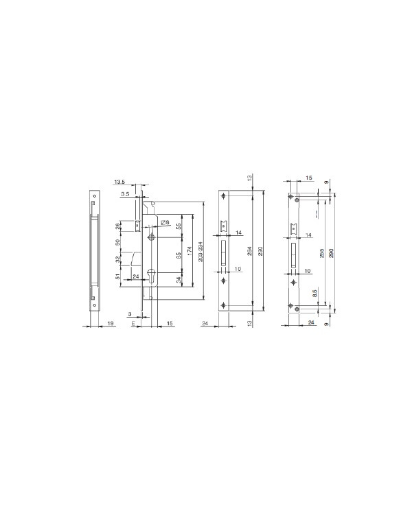 ISEO SERRATURA MONTANTE TRIPLICE ENT 35