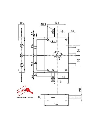DIERRE SERRATURA BLINDATI CIL E60 DX ART 4456