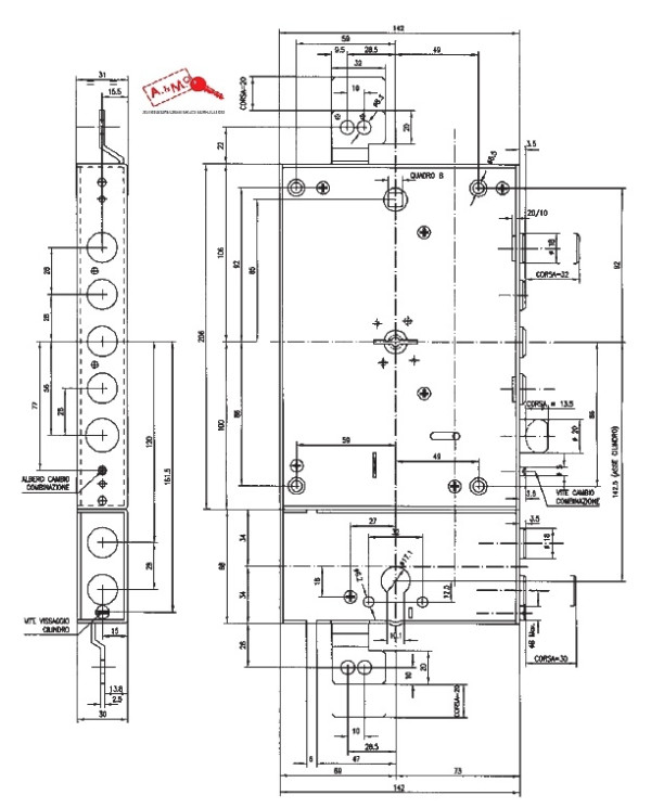 POTENT SERRATURE VARIO E70 INT 28 DX ART 2570/28/D