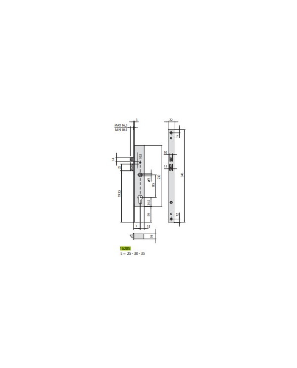 CISA ELETTROSERRATURA A MONTANTE ART 16205 35