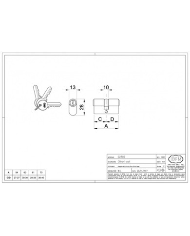 IBFM CILINDRO OVALE MM 54 CENTRALE 27-27