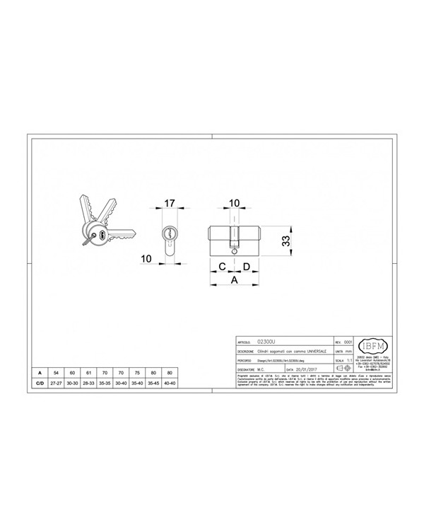 IBFM CILINDRO SAGOMATO OTT 30-30 ART 2300