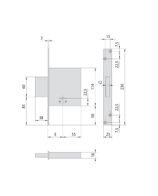 CISA SERRATURA INFILARE DM E60 ART 57010