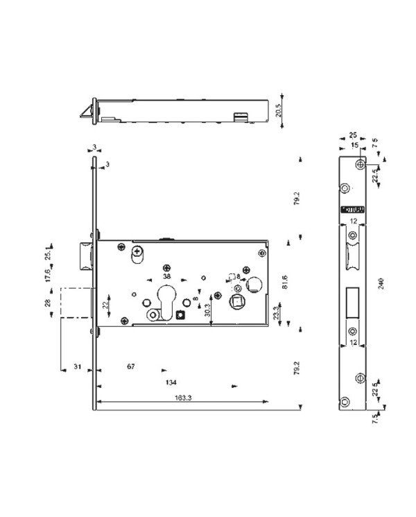 MOTTURA SERRATURA FASCIA E70 CIL ART 48912