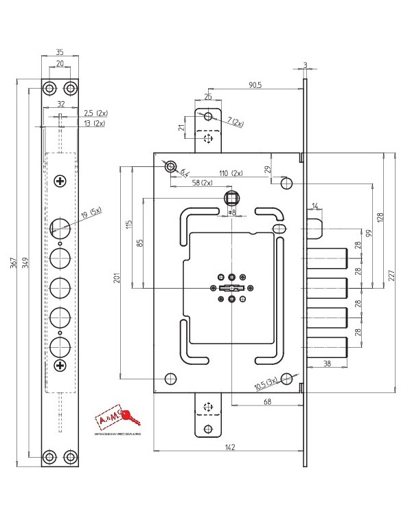 CR SERRATURA INFILARE DM ART 2650-01 INT 28