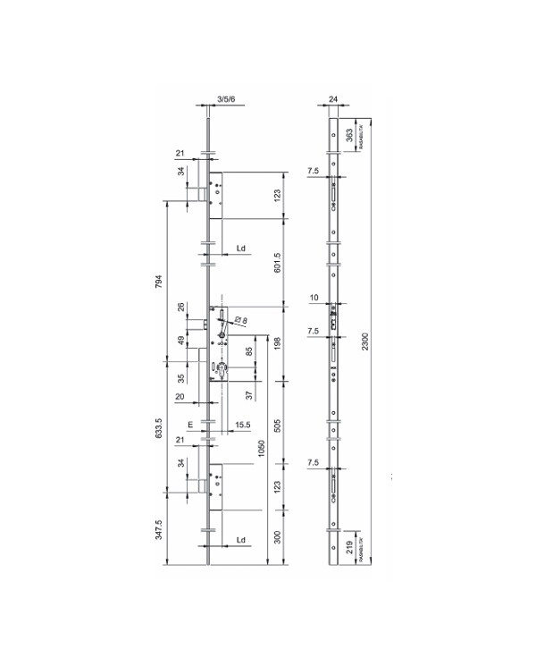 ISEO SERRATURA PERFORMA MULTIPUNTO ENT 25