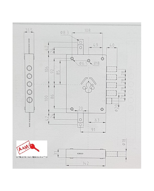 DIERRE SERRATURA BLINDATI CIL E60 DX ART NE42