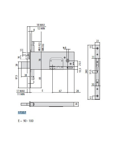 CISA ELETTROSERRATURA TRIPLICE FASCIA ENT 90
