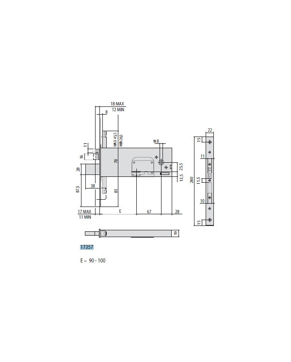 CISA ELETTROSERRATURA TRIPLICE FASCIA ENT 90