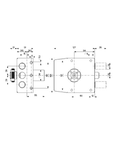MOTTURA SERRATURA LATERALE DX E64 A POMPA