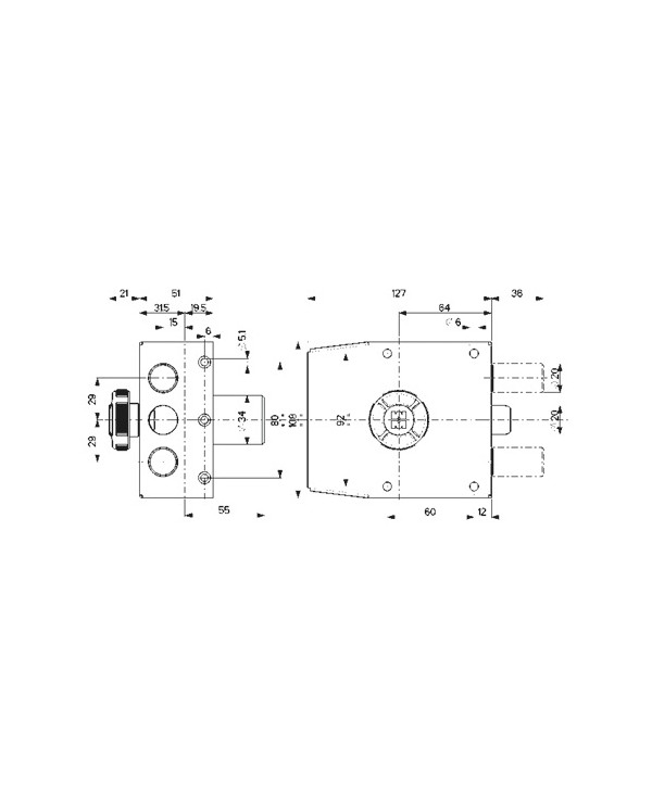 MOTTURA SERRATURA LATERALE SX E64 A POMPA