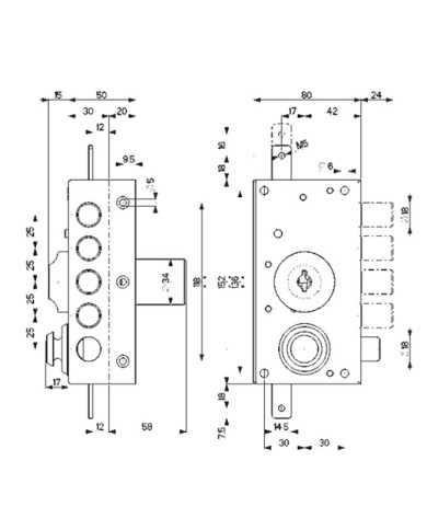 MOTTURA SERRATURA APPLICARE ENT 40 DX ART 30437