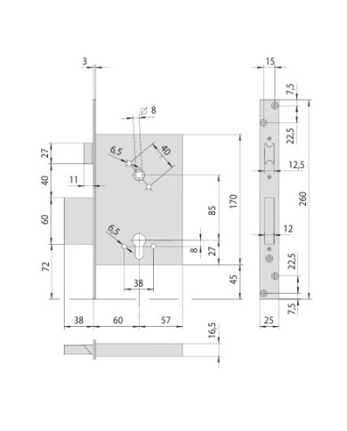 CISA SERRATURA INFILARE CILINDRO ART 56250.60