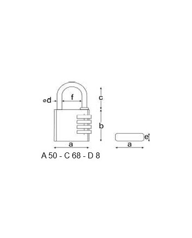 LUCCHETTO ARCO LUNGO COMBINAZIONE MM 50 TARONI