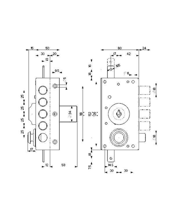 MOTTURA SERRATURA APPLICARE ENT 40 DX ART 30427