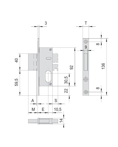 CISA SERRATURA MONTABTE CIL OVALE E25 FR20