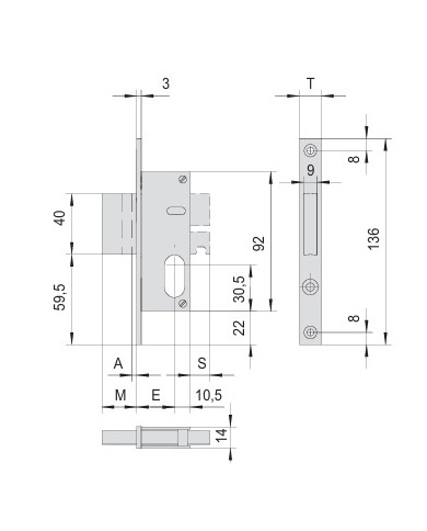 CISA SERRATURA MONTABTE CIL OVALE E30 FR20