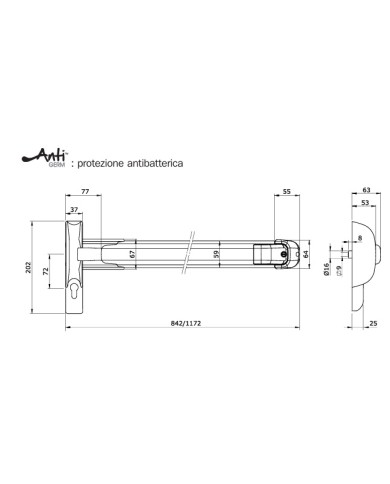 ISEO MANIGLIONE ANTIPANICO PUSH TAGLIAFUOCO L 840