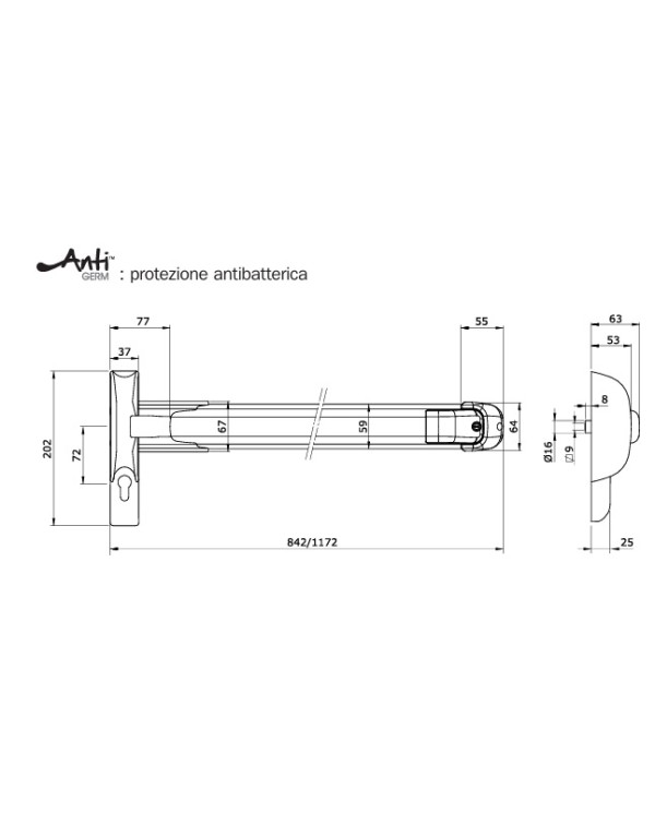 ISEO MANIGLIONE ANTIPANICO PUSH TAGLIAFUOCO L 840